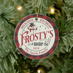 Personalized Vintage Frosty's Ice Cream Ceramic Tree Decoration