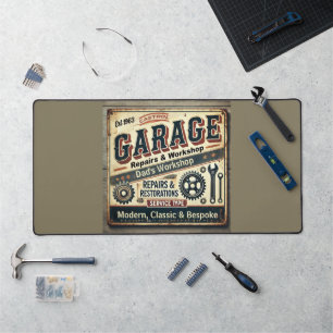  Personalized Vintage Garage Desk Mat 