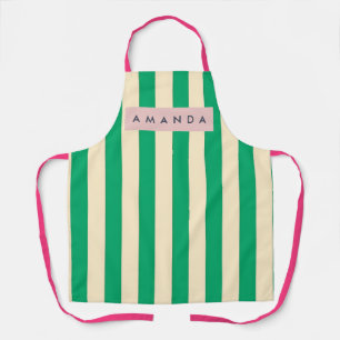 Personalized Vintage Green and Cream Stripe Apron