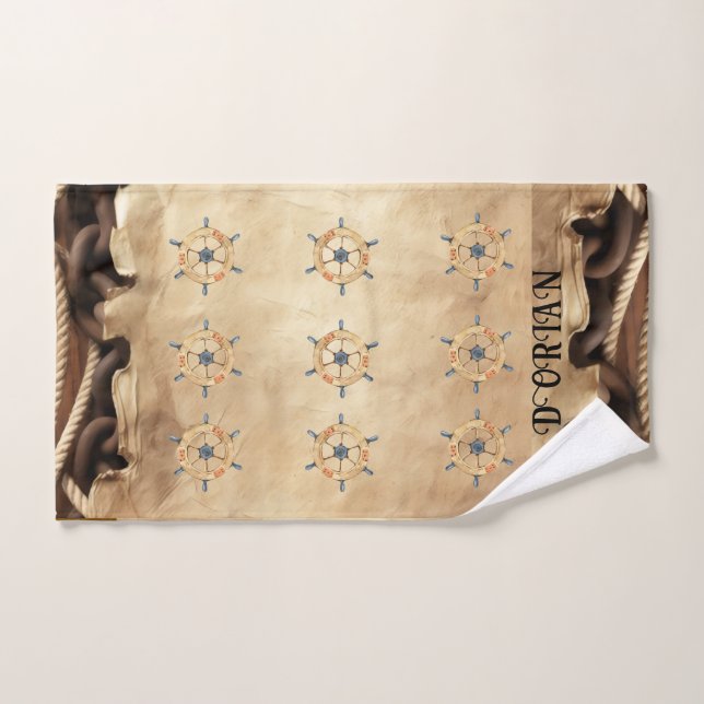 Personalized Vintage Look Pirate Map Hand Towel (Hand Towel)