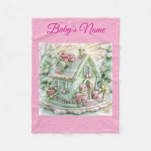 Personalized Vintage Pink Christmas Baby Blanket