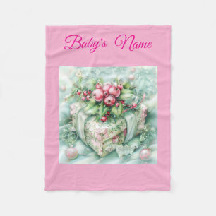 Personalized Vintage Pink Christmas Baby Blanket –