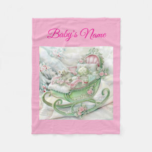 Personalized Vintage Pink Christmas Baby Blanket