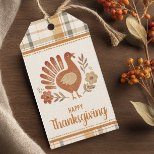 Personalized Vintage Plaid Thanksgiving Gift Tags