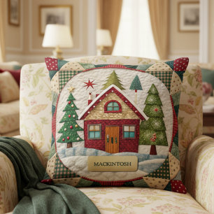 Personalized Vintage Retro Christmas Cushion