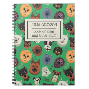 Personalized Vintage Retro Dog Pattern Custom Text Notebook