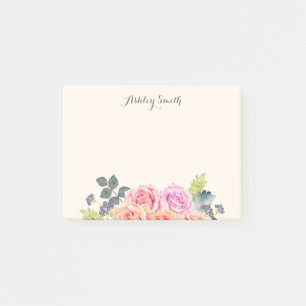 Personalized Vintage Rose Floral Girly Flowers Post-it Notes