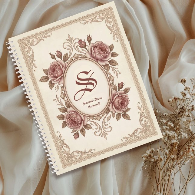 Personalized Vintage Rose Monogram Notebook (Creator Uploaded)