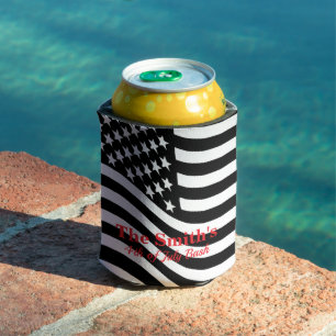 Personalized Vintage Rustic American Flag Can Cooler