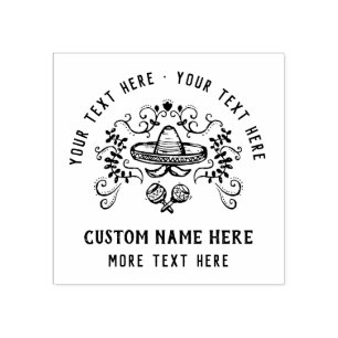 Personalized Vintage Rustic Hand-drawn Mexican Rubber Stamp