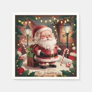 Personalized Vintage Santa Claus Retro Christmas Napkin