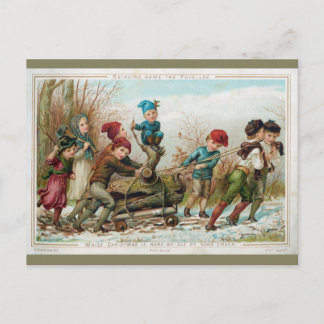 Personalized Vintage Victorian Yule Log Postcard