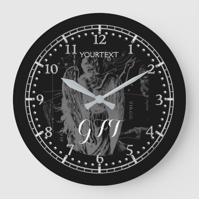 Personalized Vintage Virgo Constellation Zodiac Large Clock (Front)