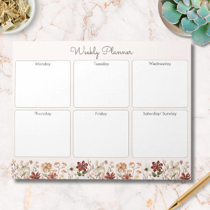 Personalized Vintage Wildflower Weekly Planner Notepad