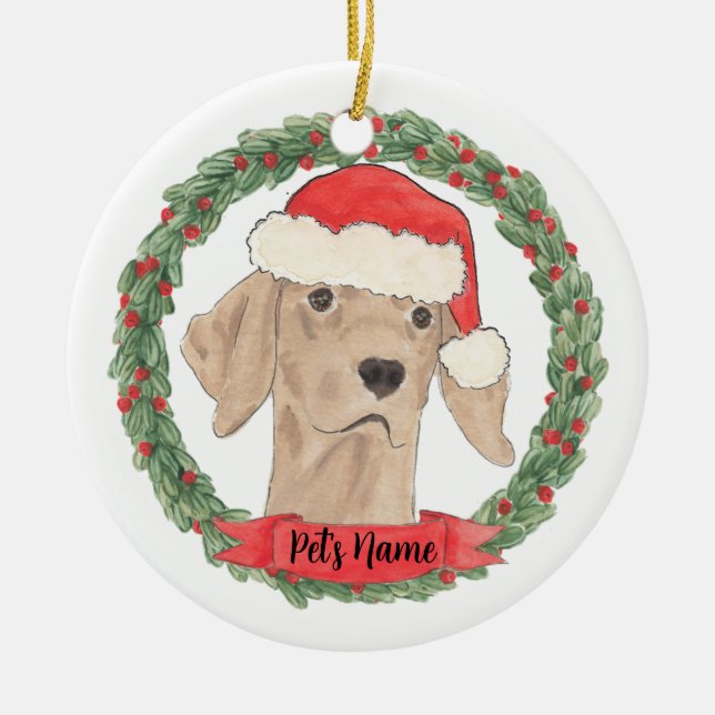 Personalized Vizsla Viszla Ceramic Tree Decoration (Front)