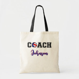 Personalized volleyball coach team tote bag