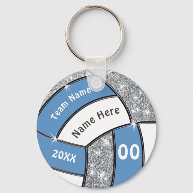 Personalized Volleyball Party Favors Gifts, CHEAP Key Ring (Front)