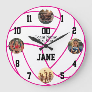 Personalized Volleyball Photo Player Room Large Clock