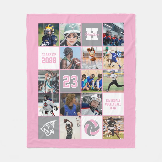 Personalized Volleyball Senior Gift Custom Color Fleece Blanket (Front)