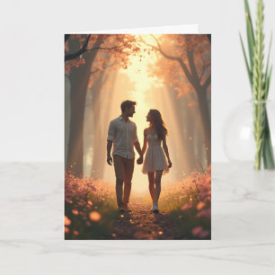 Personalized Walking Couple Valentine Card