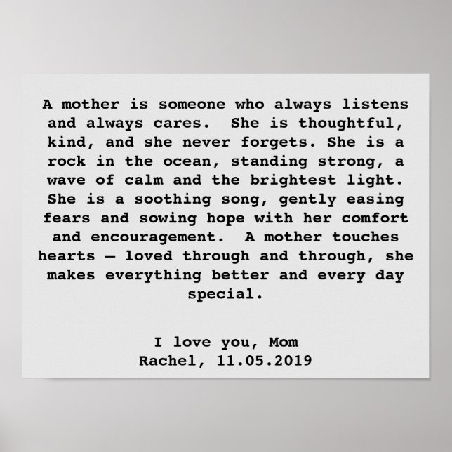 Personalized Wall Art Gift for Mom With Words (Front)