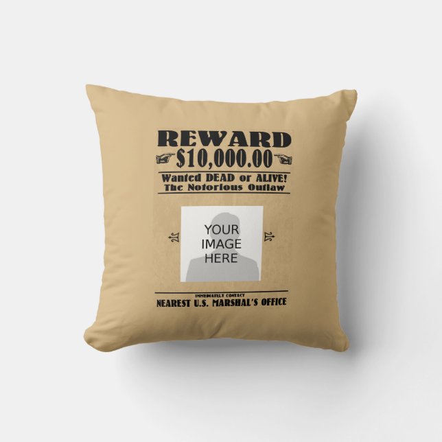 Personalized Wanted Dead or Alive Cushion (Front)