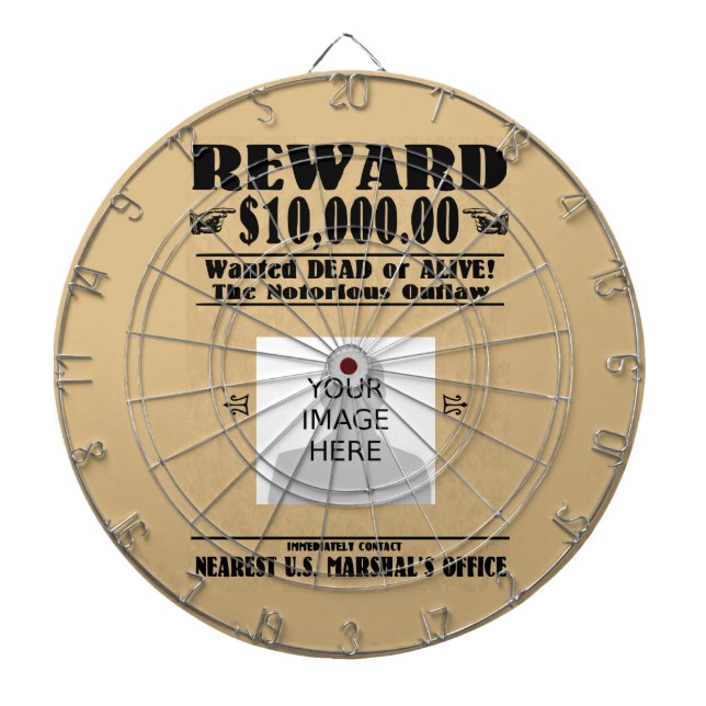 Personalized Wanted Dead or Alive Dartboard (Front)