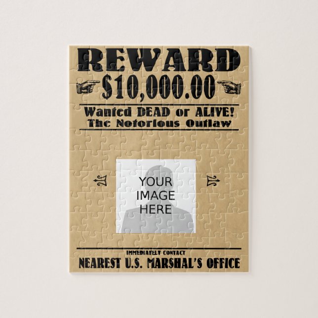 Personalized Wanted Dead or Alive Jigsaw Puzzle (Vertical)