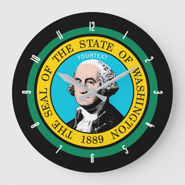 Personalized Washington State Flag Design on a Large Clock (Front)