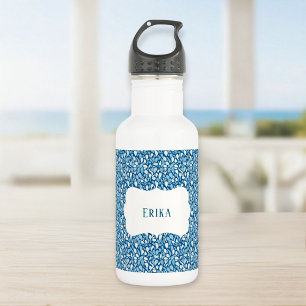 Personalized Water Bottle for Kids - Blue & White
