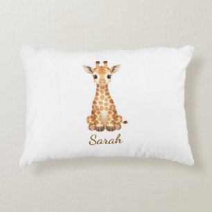 Personalized Watercolor Baby Giraffe Mug with Cust Decorative Cushion