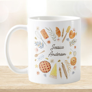 Personalized Watercolor Baking Pastry Chef Coffee Mug