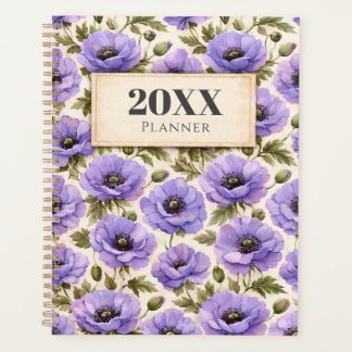 Personalized Watercolor Blue Poppies Planner