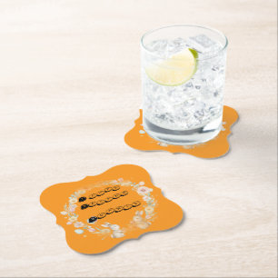 Personalized Watercolor Bunny Easter Celebration Paper Coaster