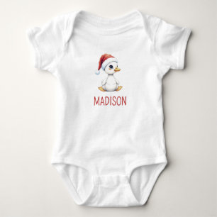 Personalized Watercolor Christmas Goose Duck Baby Bodysuit