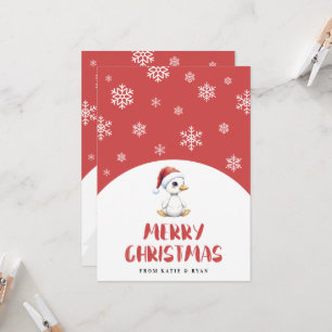 Personalized Watercolor Christmas Goose Duck  Card