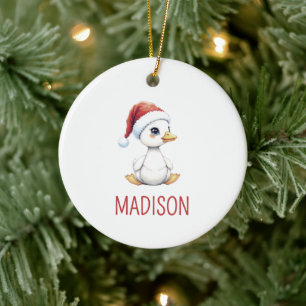 Personalized Watercolor Christmas Goose Duck  Ceramic Tree Decoration