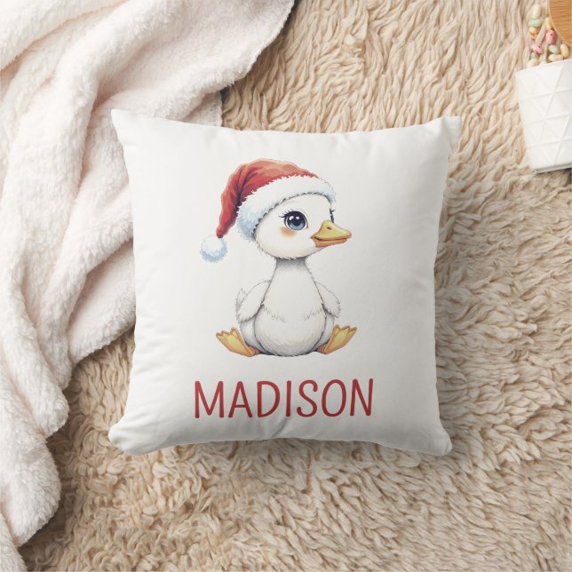 Personalized Watercolor Christmas Goose Duck  Cushion (Blanket)