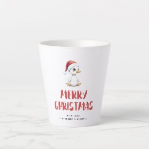 Personalized Watercolor Christmas Goose Duck Latte Mug