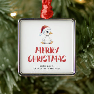 Personalized Watercolor Christmas Goose Duck  Metal Tree Decoration