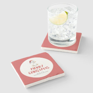 Personalized Watercolor Christmas Goose Duck Stone Coaster