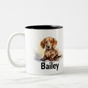 Personalized Watercolor Dachshund Puppy Mug