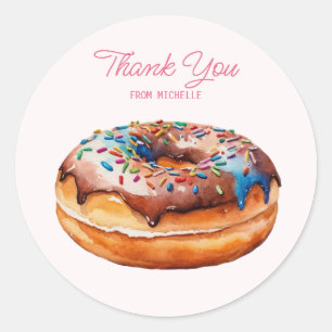 Personalized Watercolor Donut  Classic Round Sticker