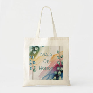 Personalized Watercolor Eucalyptus Maid of Honor Tote Bag