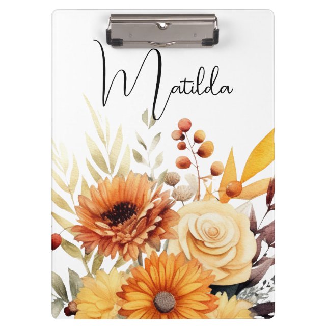 Personalized Watercolor floral  Clipboard (Front)