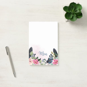Personalized Watercolor Floral Post-it Notes