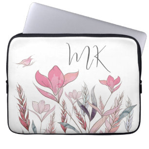 Personalized Watercolor Flowers Floral Art  Laptop Sleeve