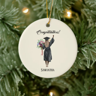Personalized Watercolor Graduation (7) Ceramic Tree Decoration