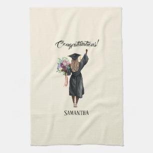 Personalized Watercolor Graduation (7) Tea Towel