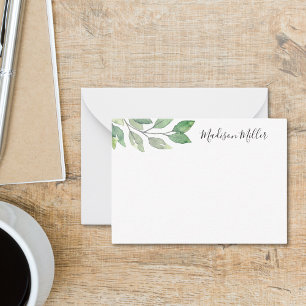 Personalized Watercolor Greenery Card